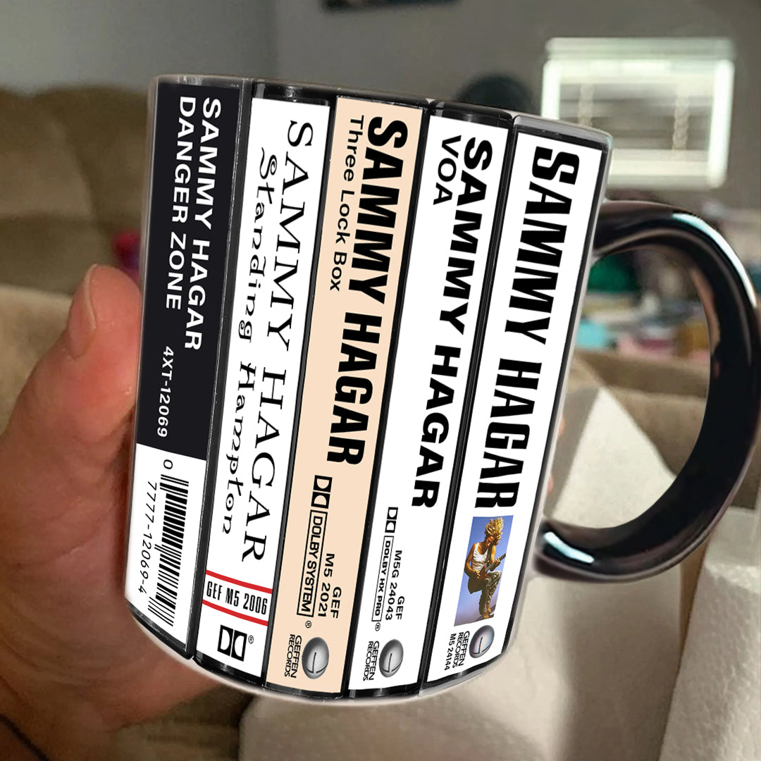 Sammy Hagar Albums Cassette Collection Retro Accent Edge-to-Edge Printed Mug