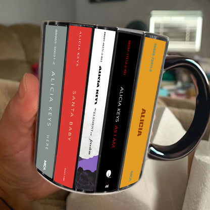 Alicia Keys Albums Cassette Collection Retro Accent Edge-to-Edge Printed Mug