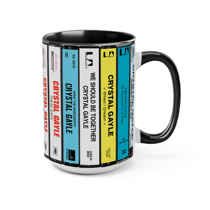 Crystal Gayle Albums Cassette Collection Retro Accent Edge-to-Edge Printed Mug