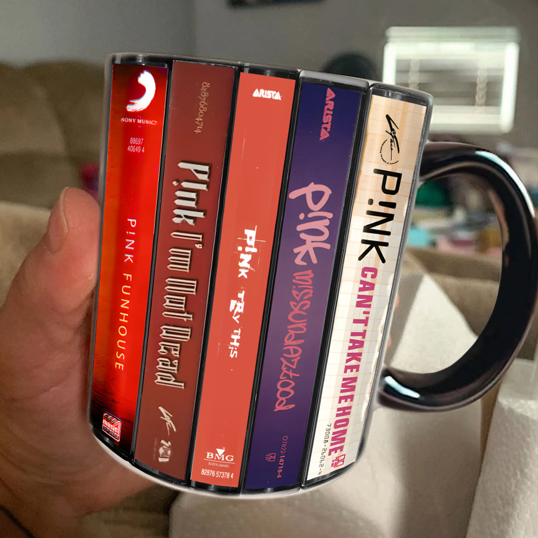 P!nk Albums Cassette Collection Retro Accent Mug