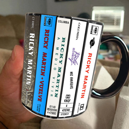 Ricky Martin Albums Cassette Collection Retro Accent Edge-to-Edge Printed Mug
