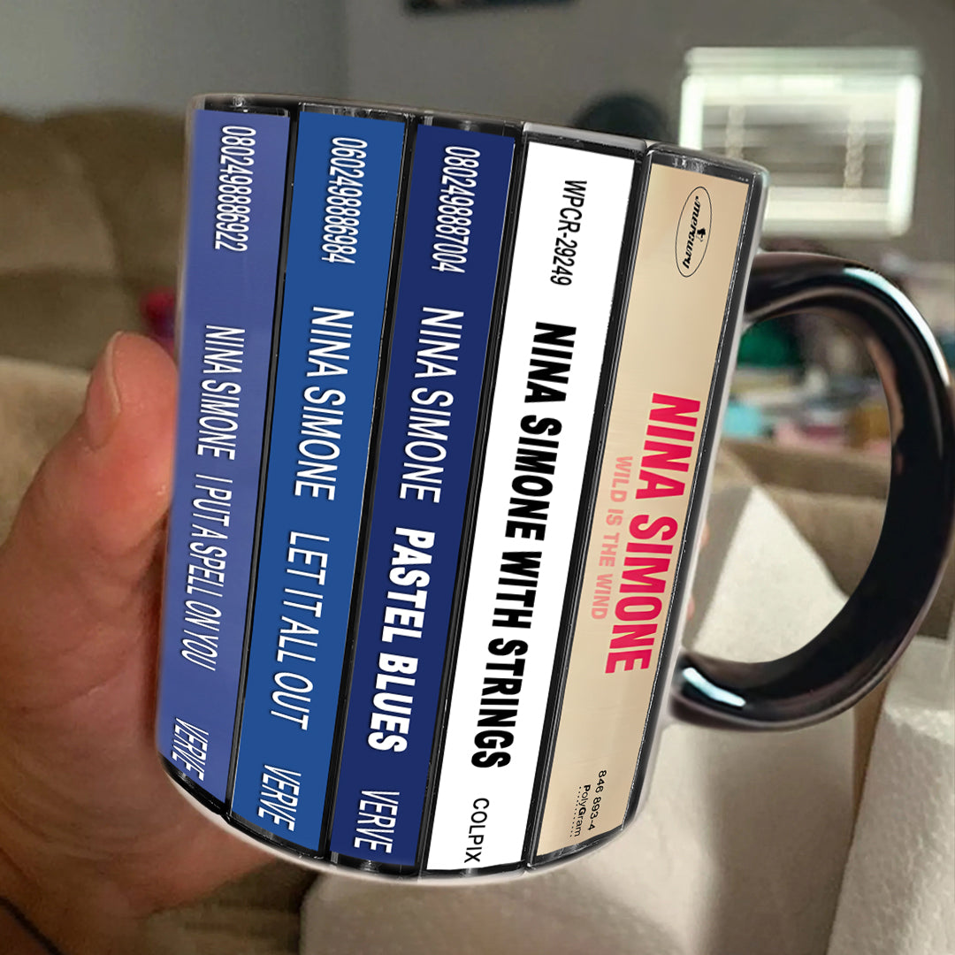 Nina Simone Albums Cassette Collection Retro Accent Mug