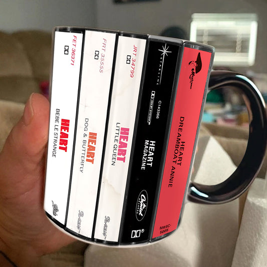 Heart Albums Cassette Collection Retro Accent Mug