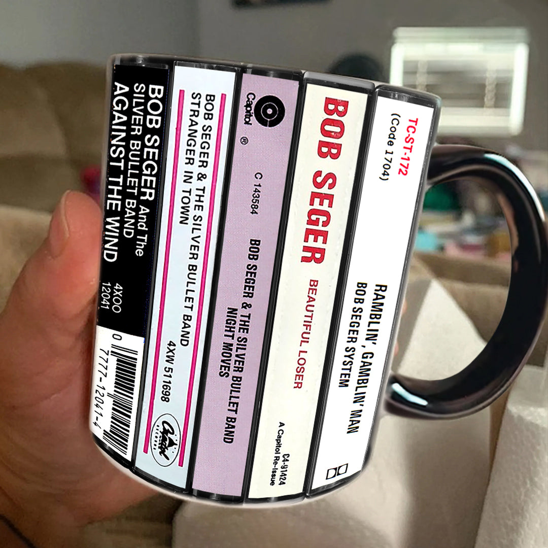 Bob Seger Albums Cassette Collection Retro Accent Mug