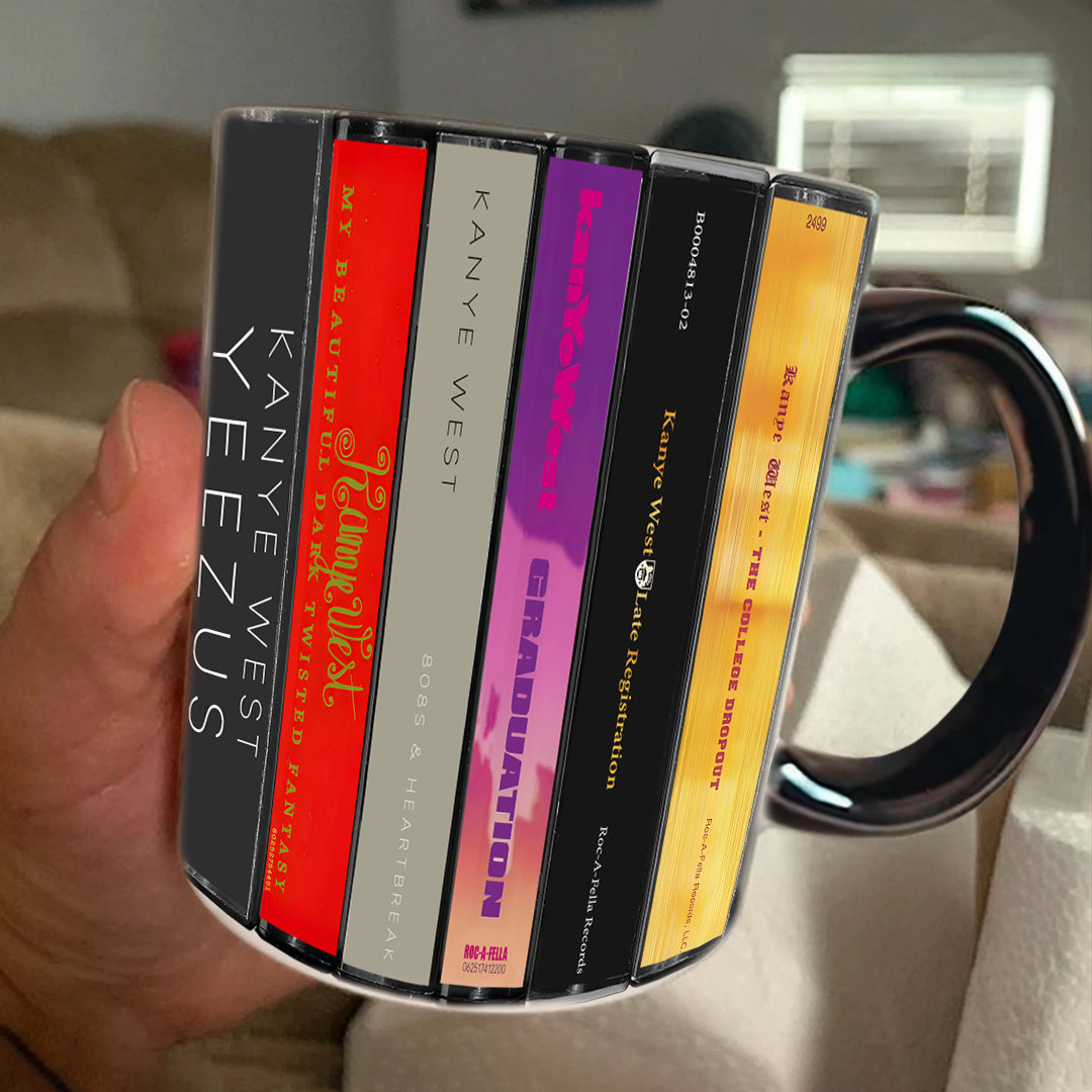 Kanye West Albums Cassette Collection Retro Accent Mug