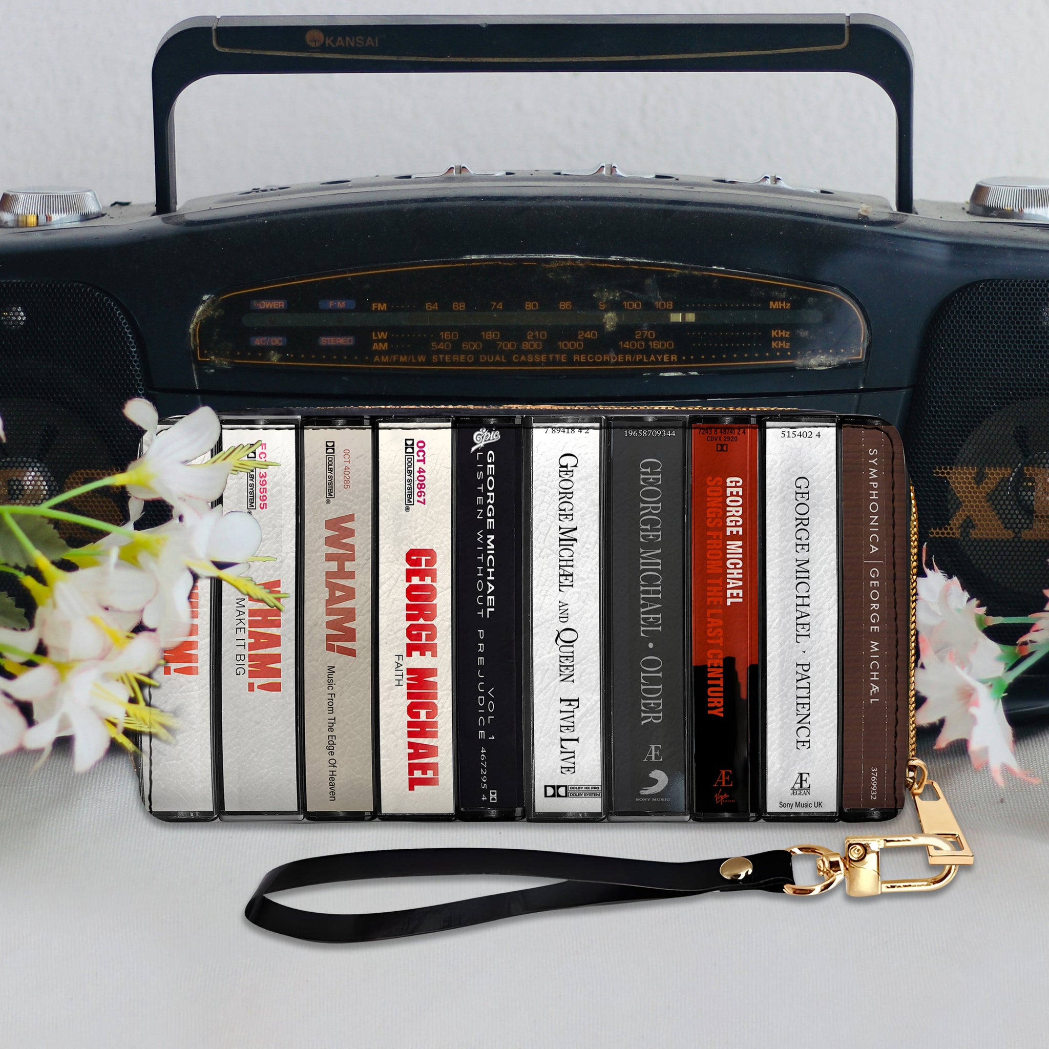 George Micheal Albums Cassette Vintage Leather Long Wallet