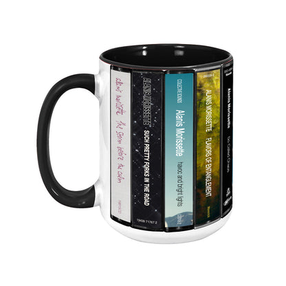 Alanis Morissette Albums Cassette Collection Retro Accent Edge-to-Edge Printed Mug