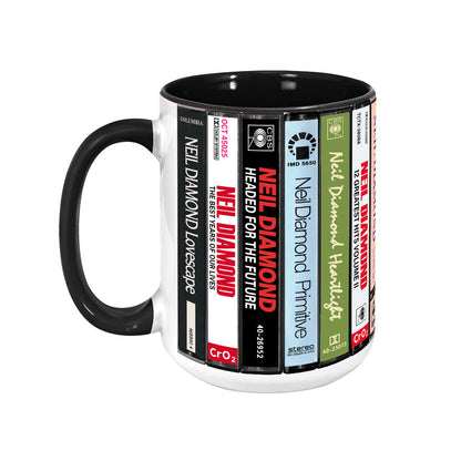 Neil Diamond Albums Cassette Collection Retro Accent Edge-to-Edge Printed Mug