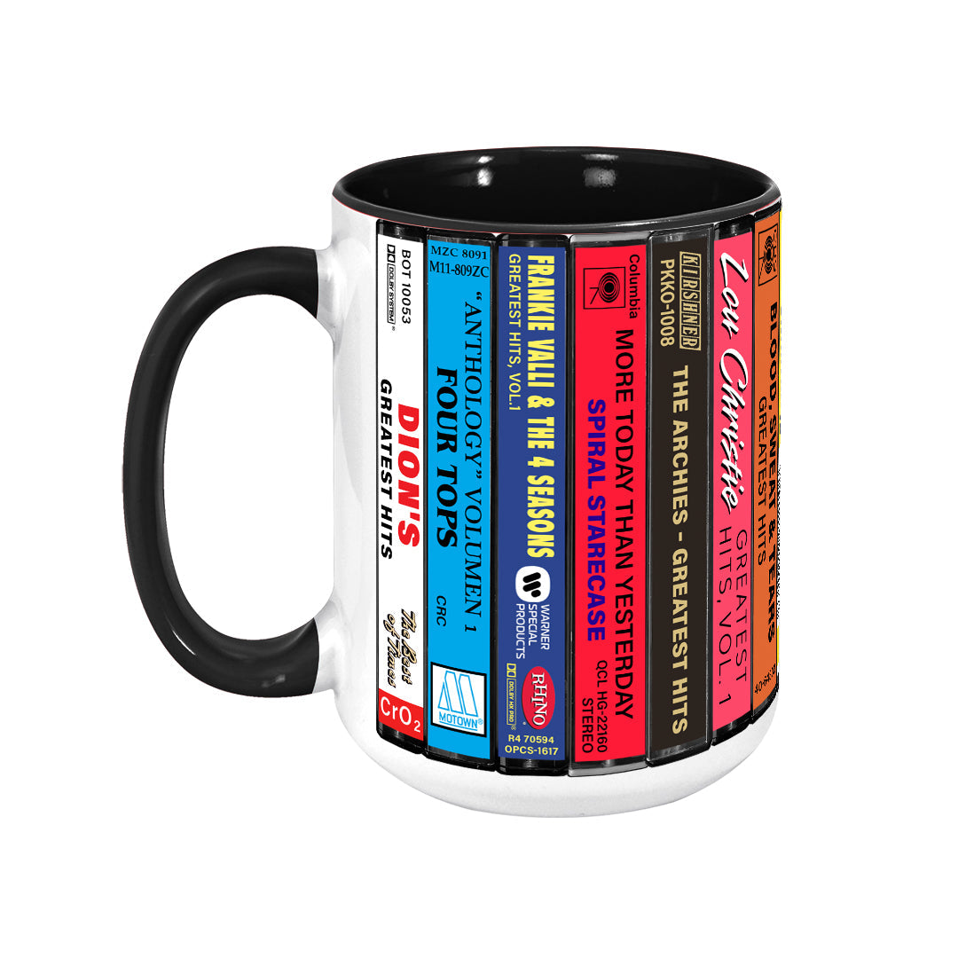 60s Pop Albums Cassette Collection Retro Accent Edge-to-Edge Printed Mug