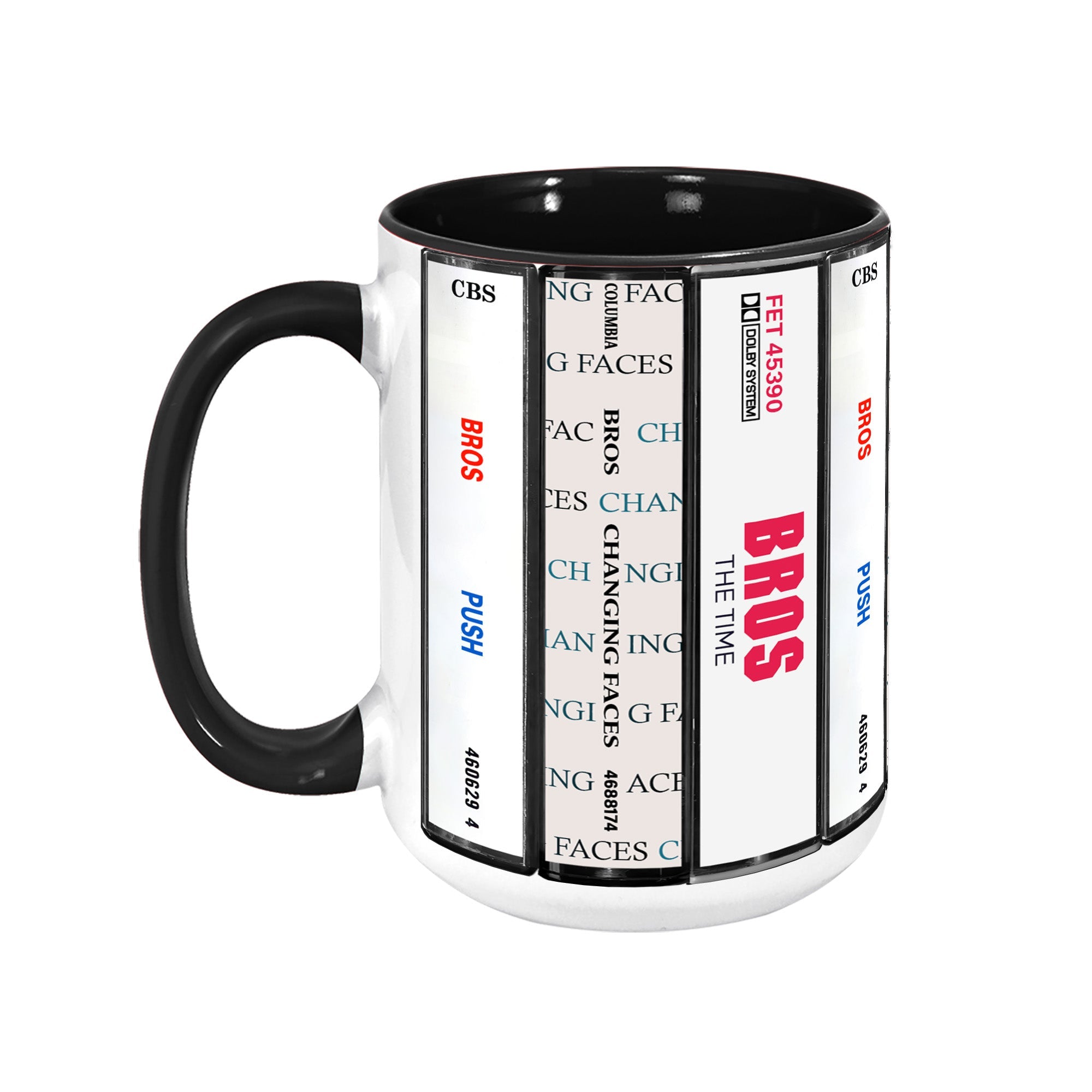 Bros Albums Cassette Collection Retro Accent Edge-to-Edge Printed Mug