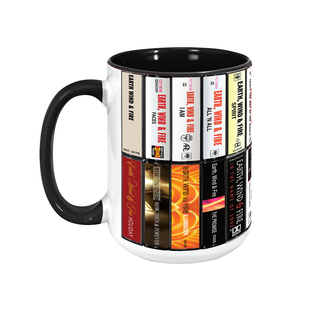 Earth, Wind & Fire Albums Cassette Collection Retro Accent Edge-to-Edge Printed Mug - Extended Version