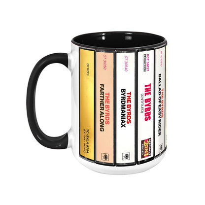 The Byrds Albums Cassette Collection Retro Accent Edge-to-Edge Printed Mug