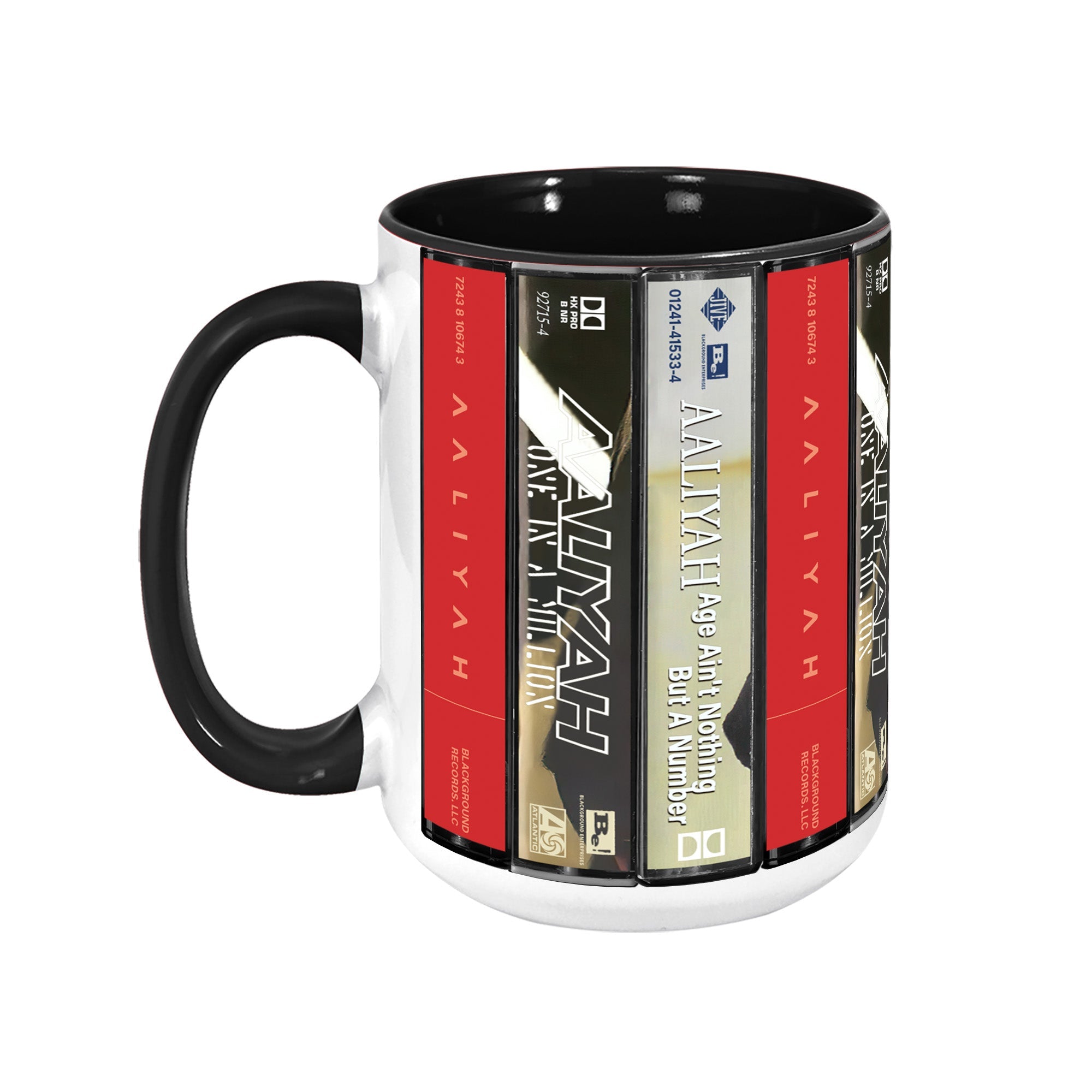 Aaliyah Albums Cassette Collection Retro Accent Edge-to-Edge Printed Mug