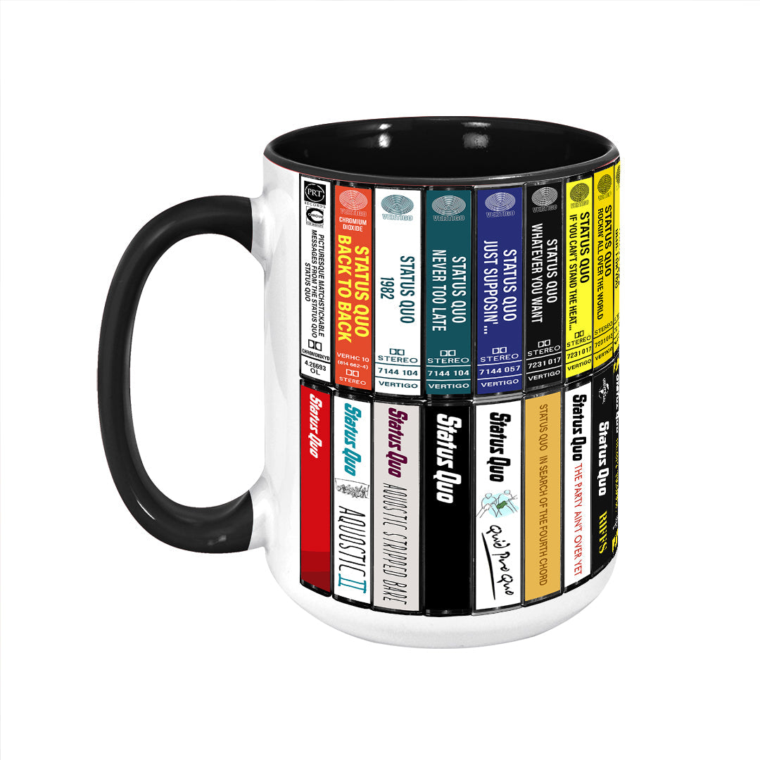 Status Quo Albums Cassette Collection Retro Accent Edge-to-Edge Printed Mug