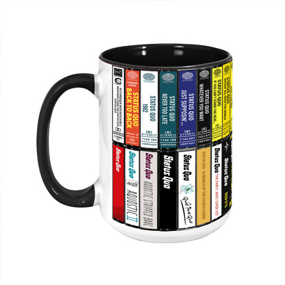 Status Quo Albums Cassette Collection Retro Accent Edge-to-Edge Printed Mug