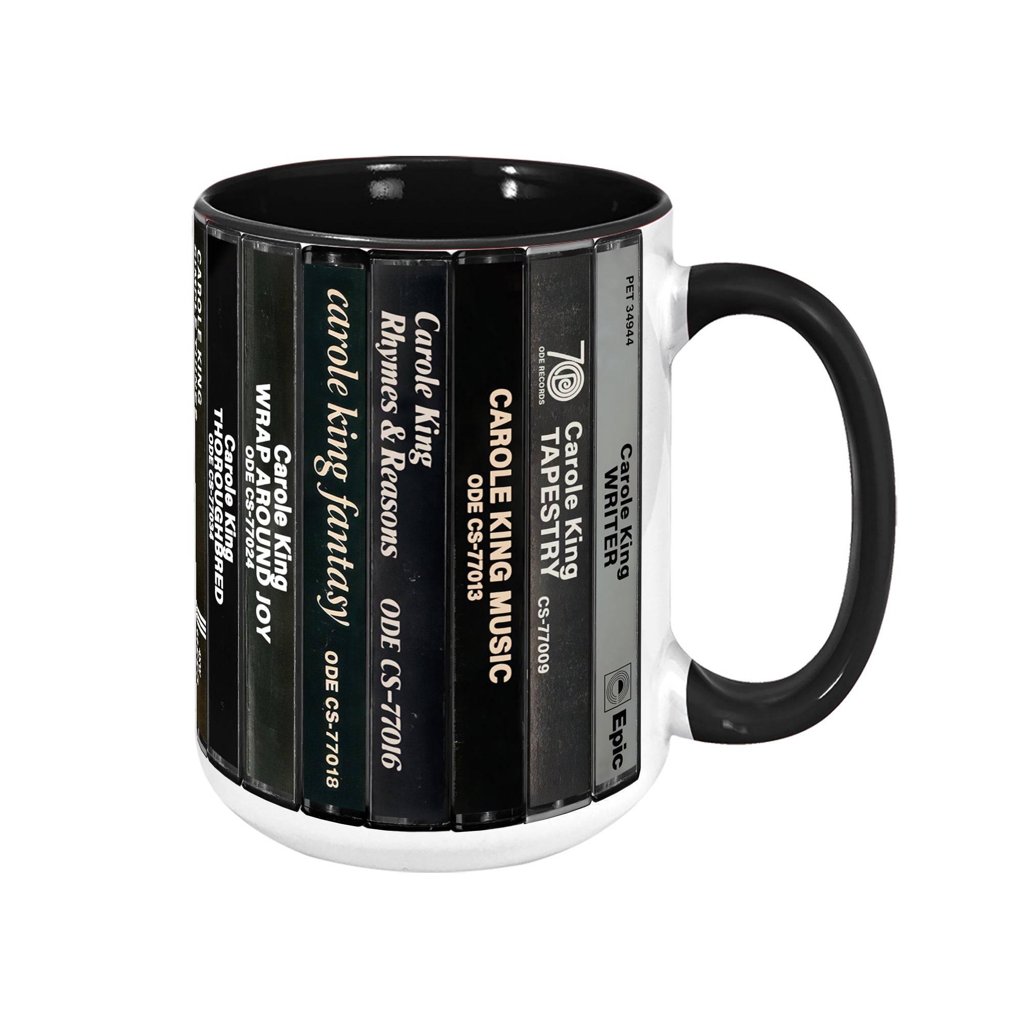 Carole King Albums Cassette Collection Retro Accent Edge-to-Edge Printed Mug