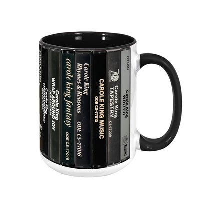 Carole King Albums Cassette Collection Retro Accent Edge-to-Edge Printed Mug