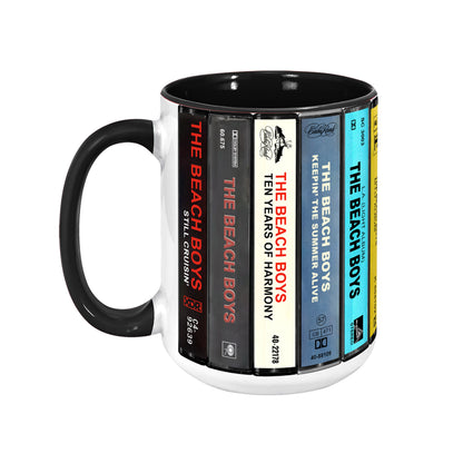Beach Boys 70s & 80s Albums Cassette Collection Retro Accent Edge-to-Edge Printed Mug