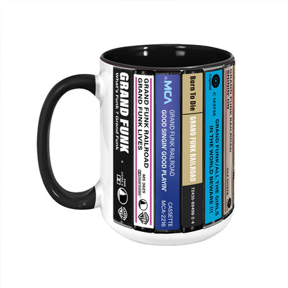 Grand Funk Railroad Albums Cassette Collection Retro Accent Edge-to-Edge Printed Mug