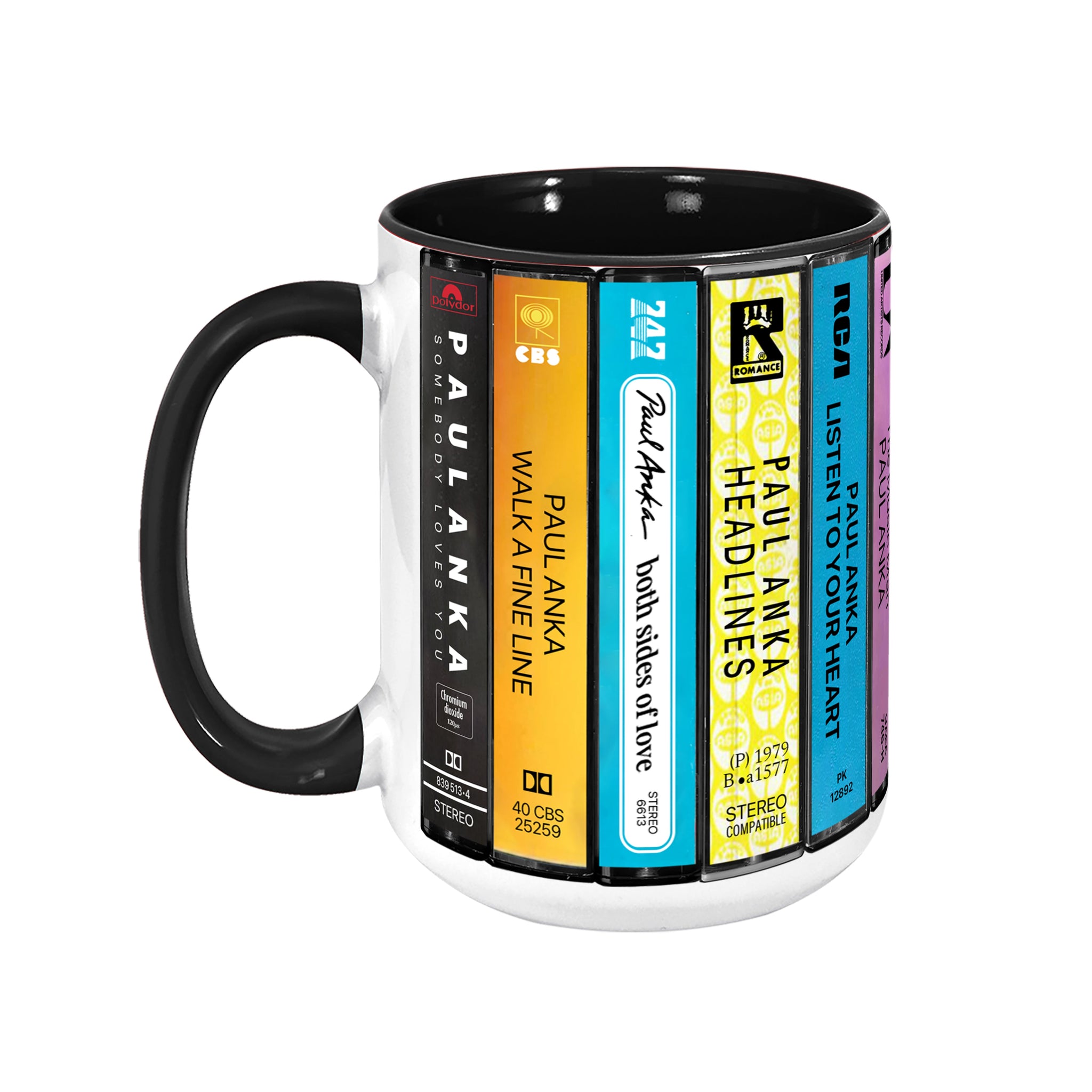 Paul Anka Albums Cassette Collection Retro Accent Edge-to-Edge Printed Mug
