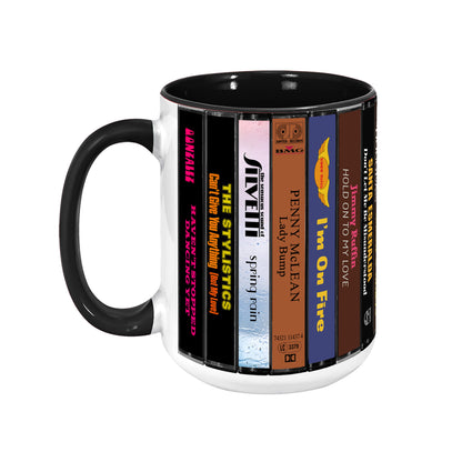 Disco Music Albums Cassette Collection Retro Accent Edge-to-Edge Printed Mug