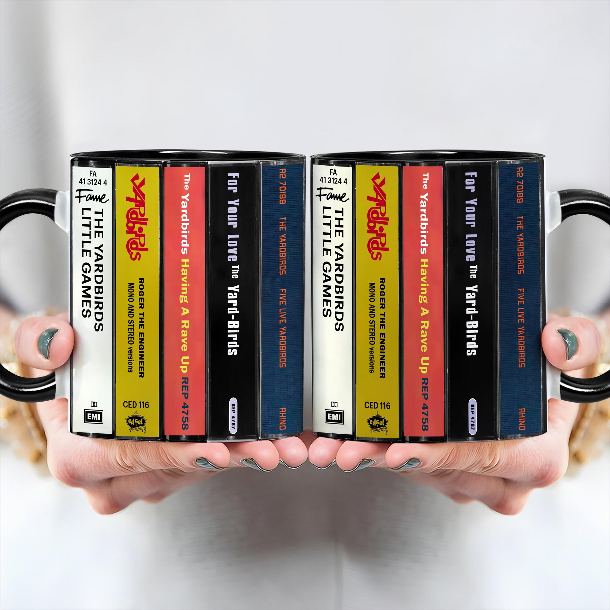 The Yardbirds Albums Cassette Collection Retro Accent Edge-to-Edge Printed Mug