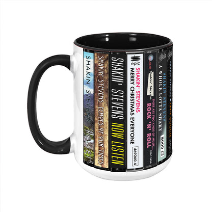 Shakin' Stevens Albums Cassette Collection Retro Accent Edge-to-Edge Printed Mug