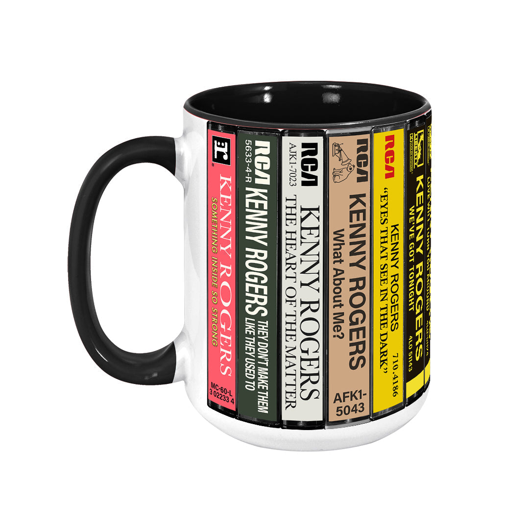 Kenny Rogers Albums Cassette Collection Retro Accent Edge-to-Edge Printed Mug - other version
