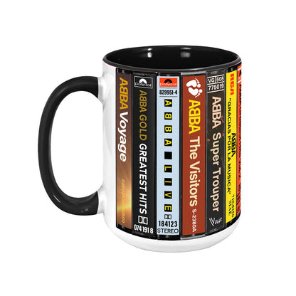 ABBA Albums Cassette Collection Retro Accent Edge-to-Edge Printed Mug