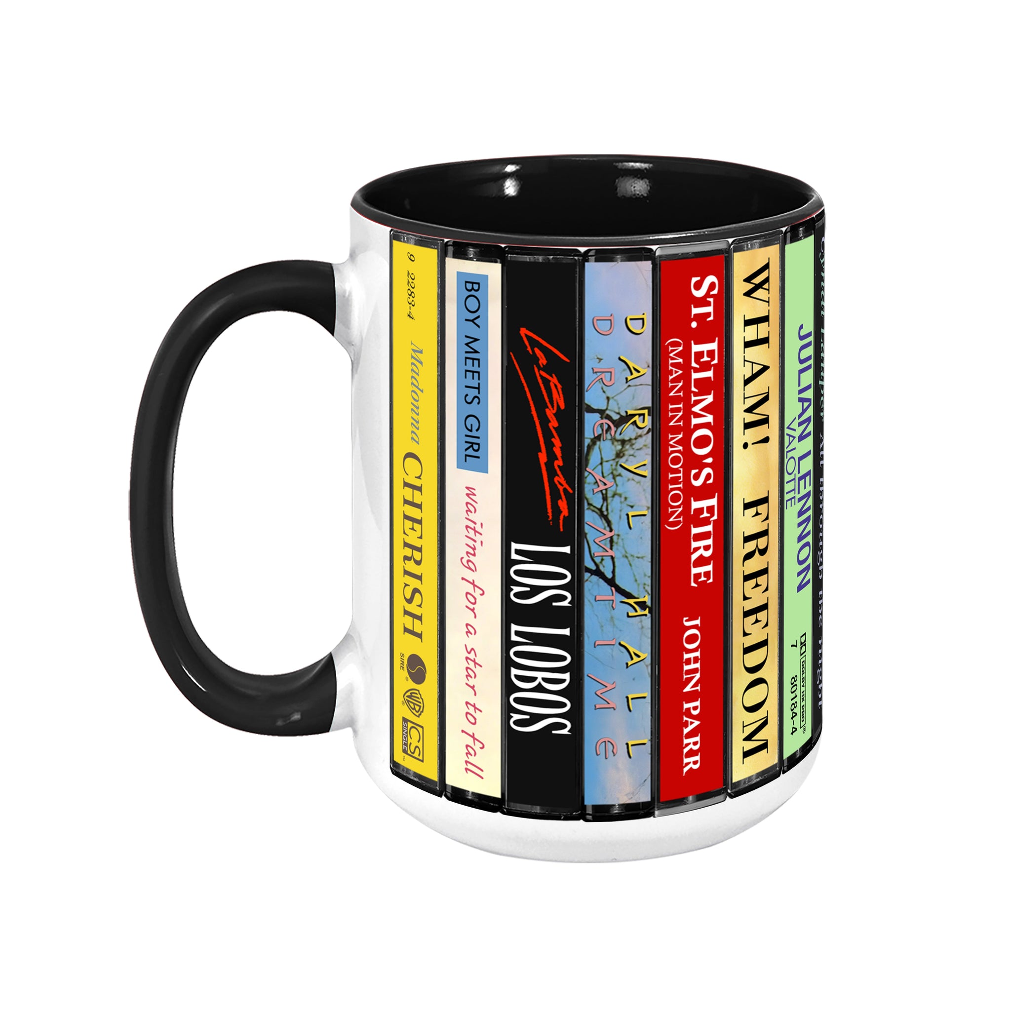 80s POP Singles Collection Albums Cassette Collection Retro Accent Edge-to-Edge Printed Mug