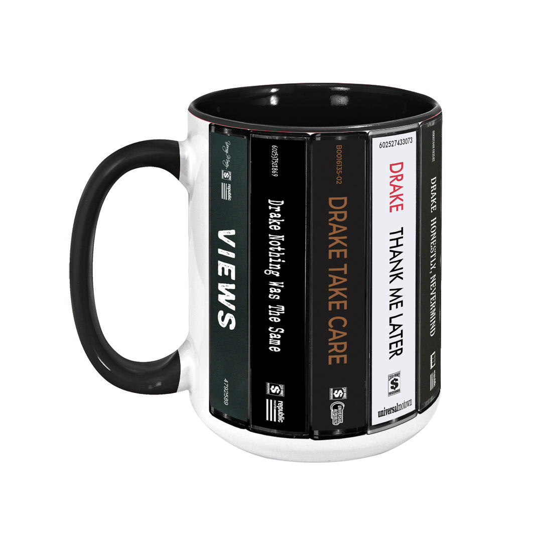 Drake Albums Cassette Collection Retro Accent Edge-to-Edge Printed Mug