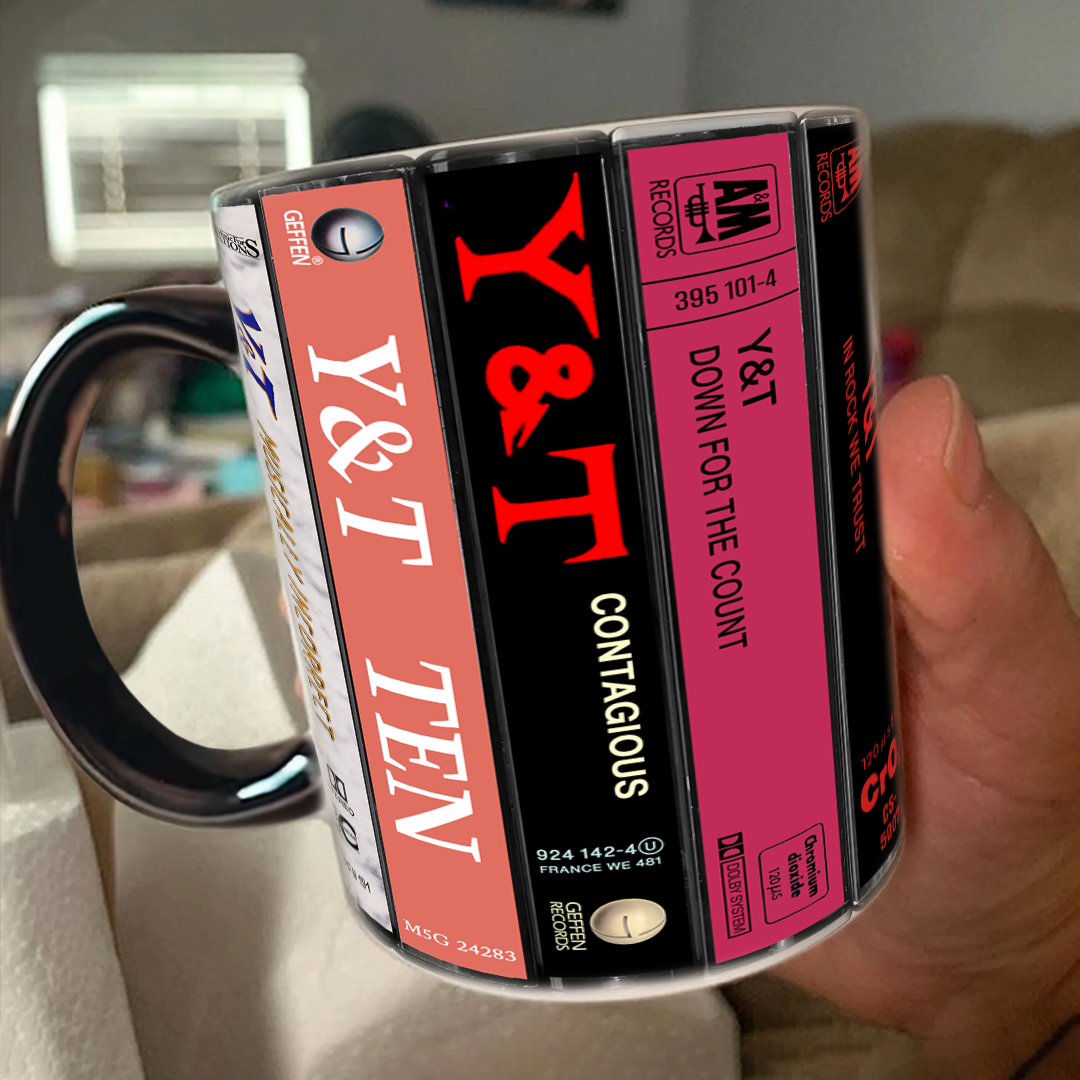 Y&T Albums Cassette Collection Retro Accent Edge-to-Edge Printed Mug
