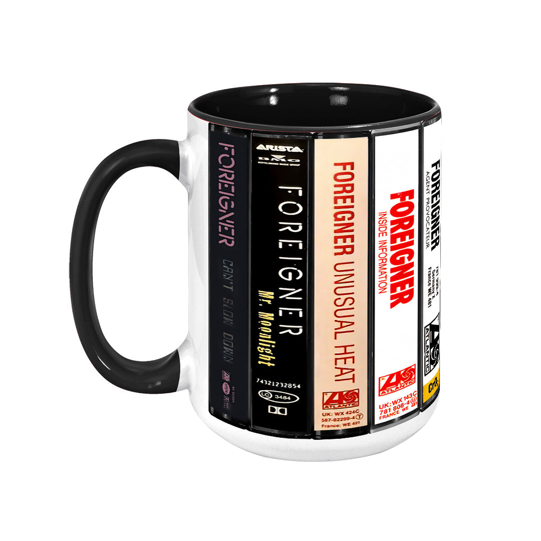 Foreigner Albums Cassette Collection Retro Accent Edge-to-Edge Printed Mug