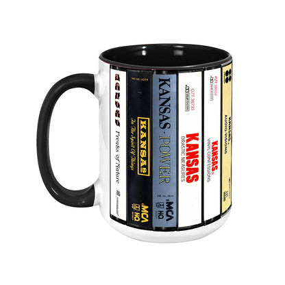 Kansas Albums Cassette Collection Retro Accent Edge-to-Edge Printed Mug