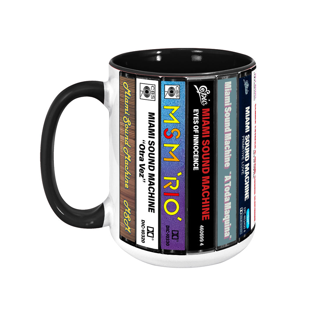 Miami Sound Machine Albums Cassette Collection Retro Accent Edge-to-Edge Printed Mug