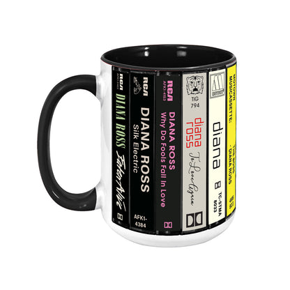 Diana Ross Albums Cassette Collection Retro Accent Edge-to-Edge Printed Mug