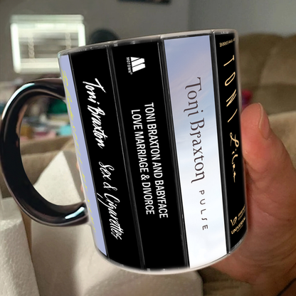 Toni Braxton Albums Cassette Collection Retro Accent Edge-to-Edge Printed Mug
