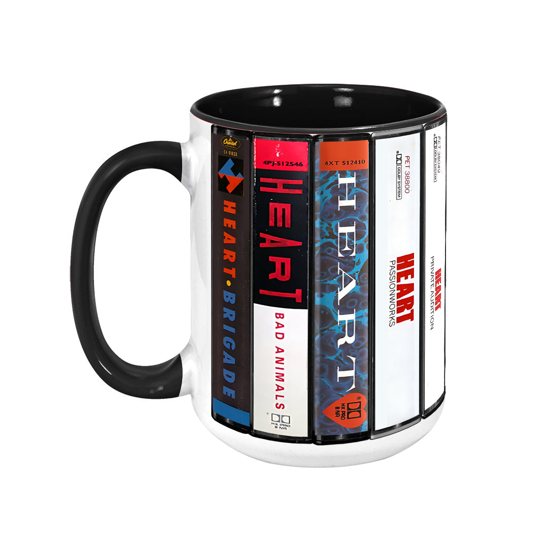 Heart Albums Cassette Collection Retro Accent Mug