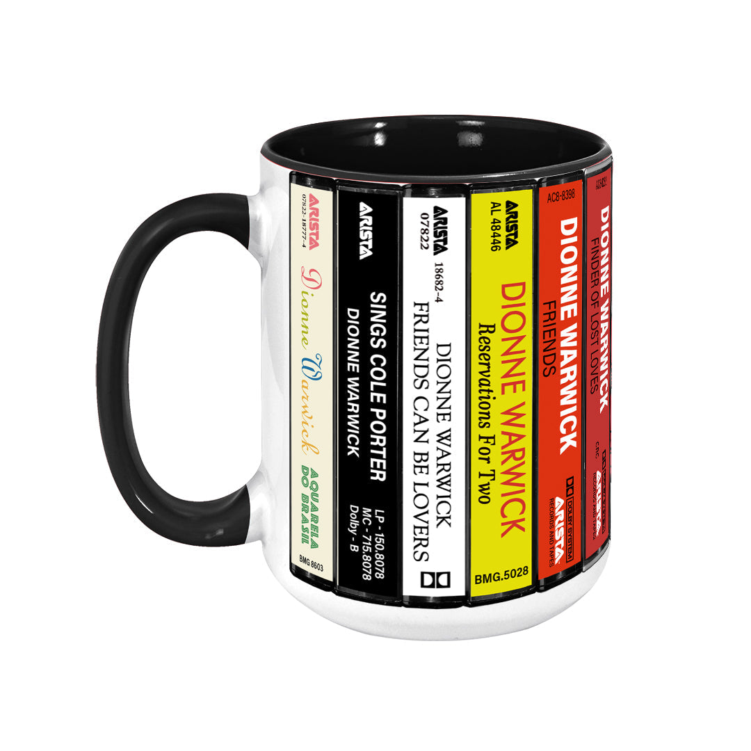 Dionne Warwick Albums Cassette Collection Retro Accent Edge-to-Edge Printed Mug
