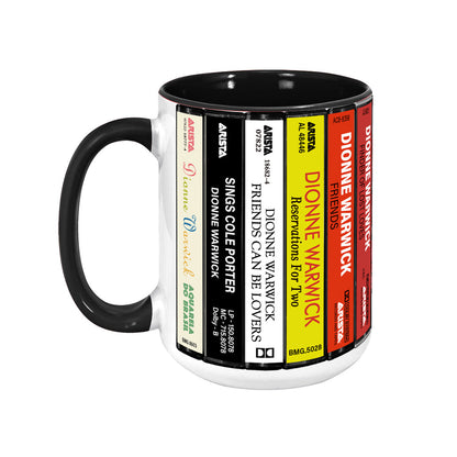 Dionne Warwick Albums Cassette Collection Retro Accent Edge-to-Edge Printed Mug