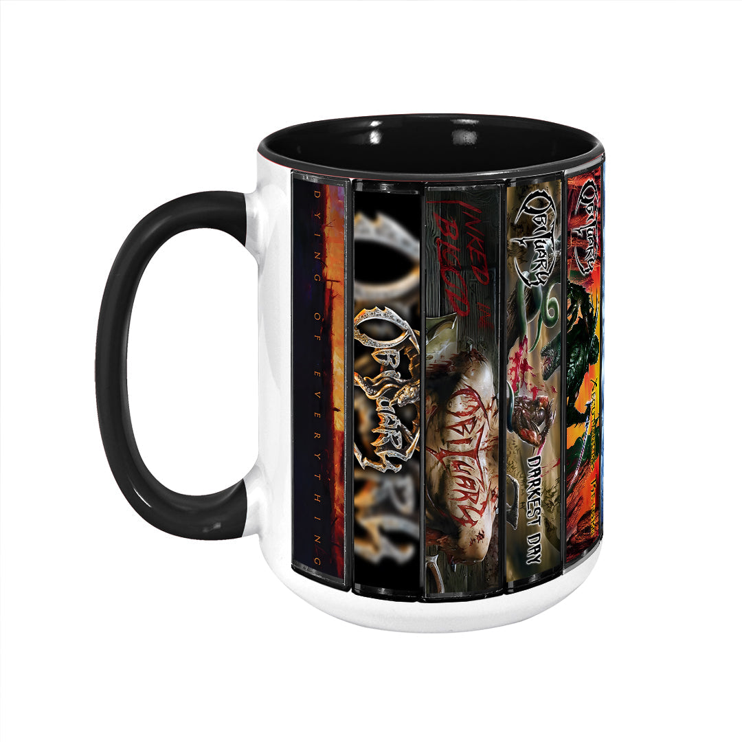Obituary Albums Cassette Collection Retro Accent Mug