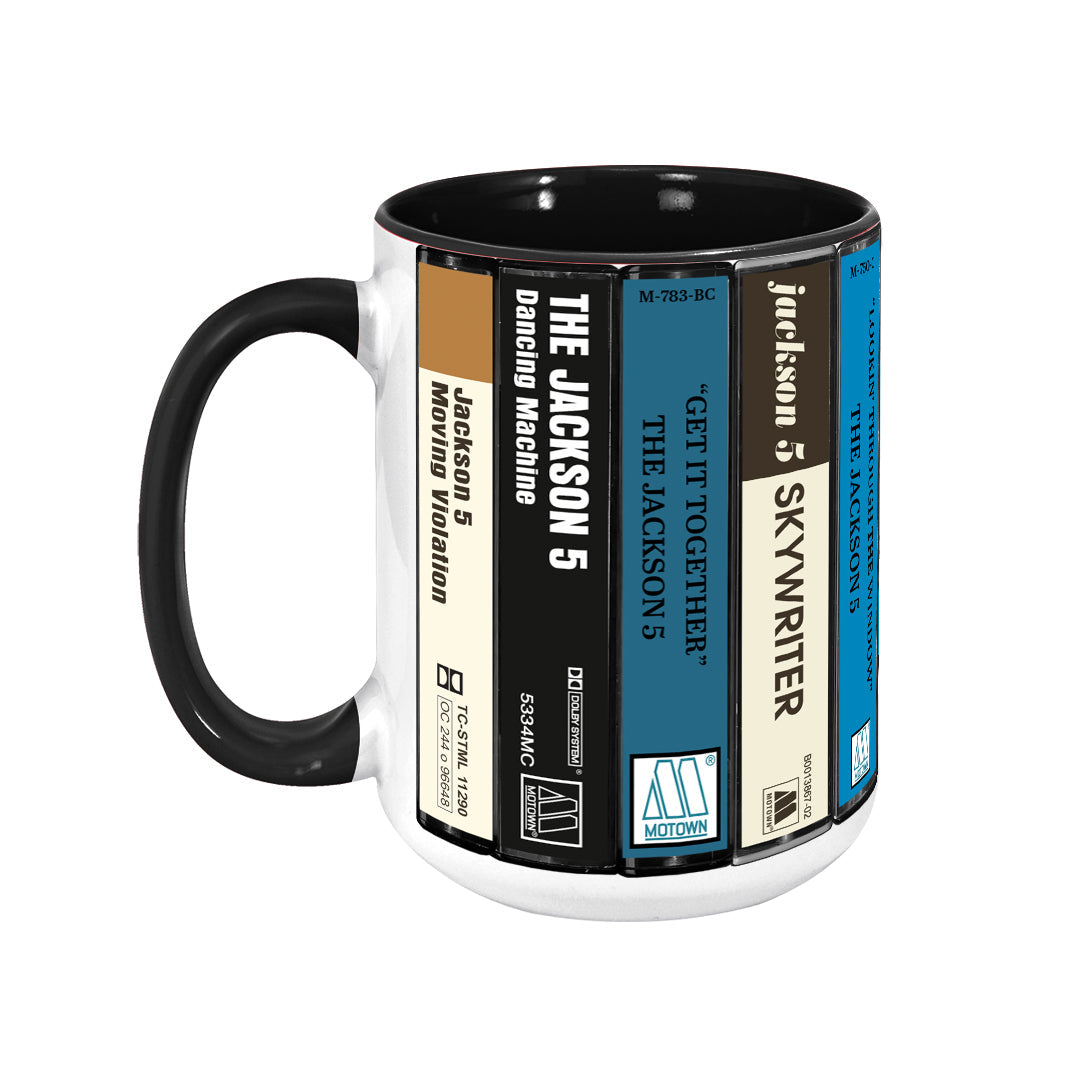 The Jackson 5 Albums Cassette Collection Retro Accent Edge-to-Edge Printed Mug