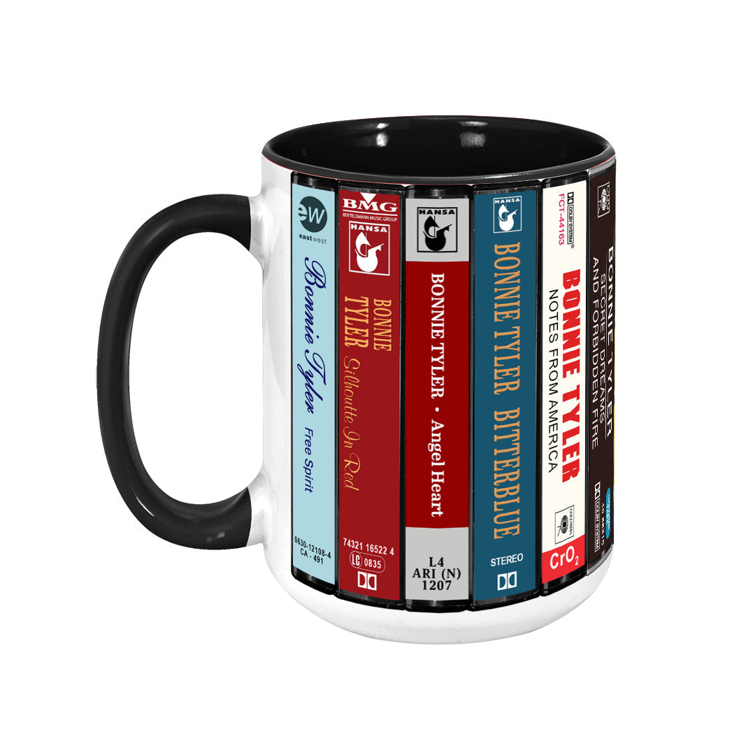 Bonnie Tyler Albums Cassette Collection Retro Accent Edge-to-Edge Printed Mug