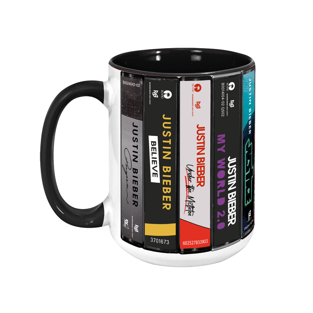 Justin Bieber Albums Cassette Collection Retro Accent Edge-to-Edge Printed Mug