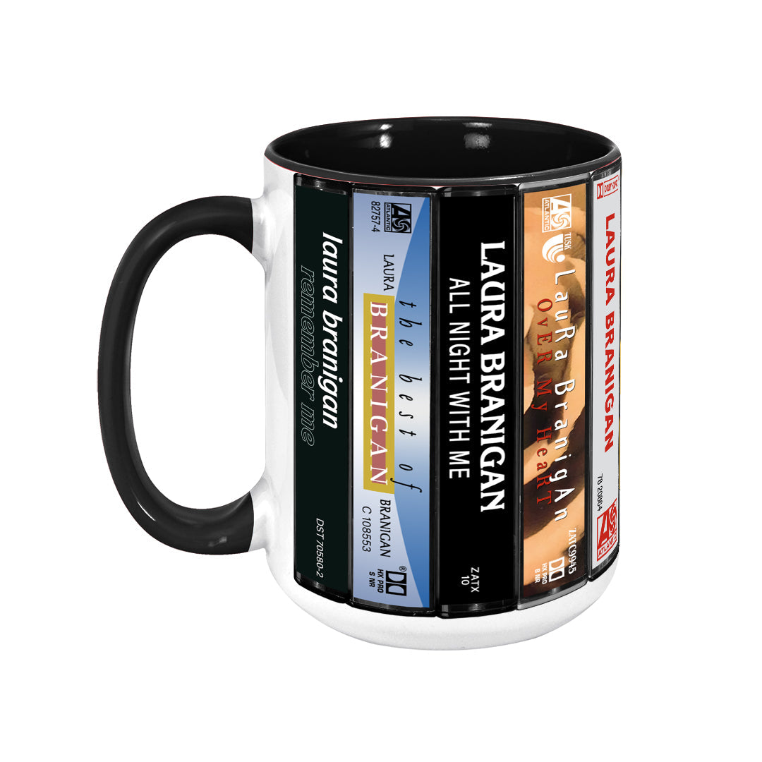 Laura Branigan Albums Cassette Collection Retro Accent Edge-to-Edge Printed Mug