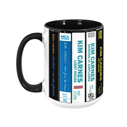 Kim Carnes Albums Cassette Collection Retro Accent Edge-to-Edge Printed Mug