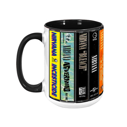 Nirvana Albums Cassette Collection Retro Accent Edge-to-Edge Printed Mug