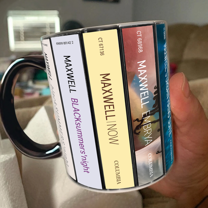 Maxwell Albums Cassette Collection Retro Accent Edge-to-Edge Printed Mug