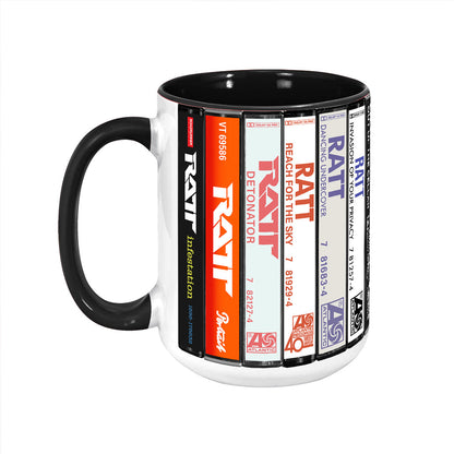 Ratt Albums Cassette Collection Retro Accent Edge-to-Edge Printed Mug