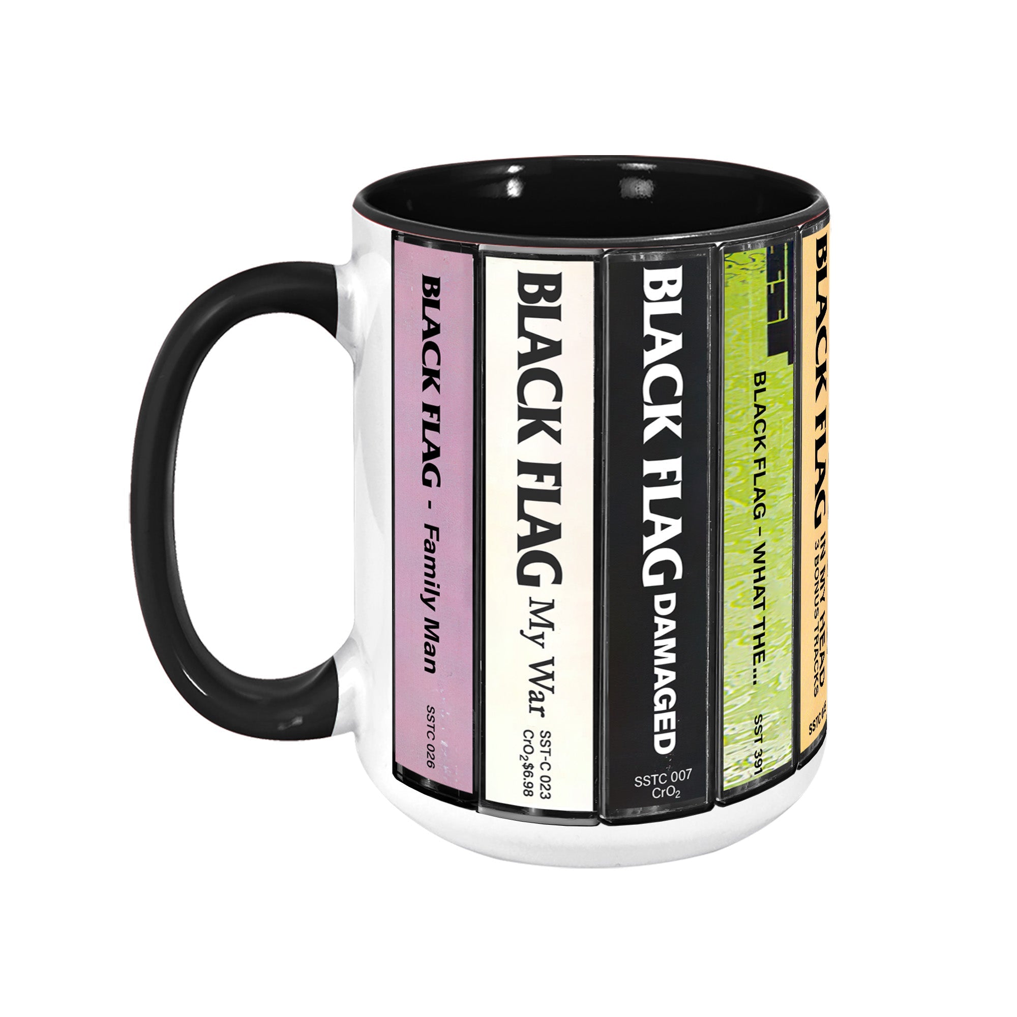 Black Flag Albums Cassette Collection Retro Accent Edge-to-Edge Printed Mug